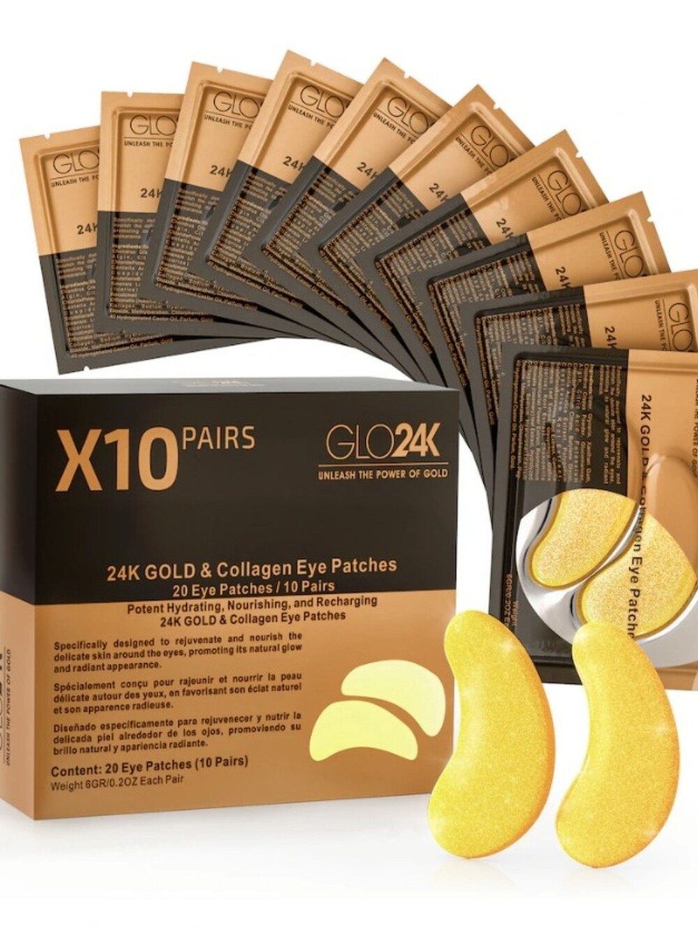 Collagen And 24k Gold Eye Pads Patches GLO24k